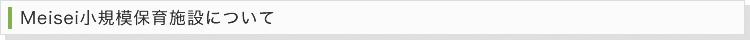 Meisei小規模保育施設ついて